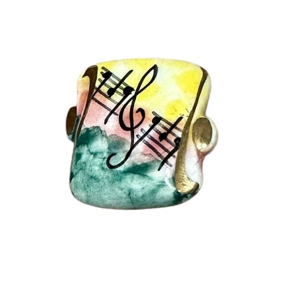 Musical theme vintage ceramic pin brooch - Picture 3 of 7